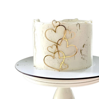 New Love Shape Wedding Cake Topper Gold Silver Heart Acrylic Cake Topper for Anniversary Birthday Wedding Party Cake Decorations