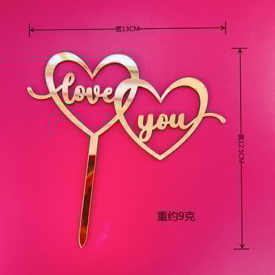 Topper pentru tort de nuntă în formă de dragoste, cu inimă auriu, argintiu, pentru decorațiuni pentru tort, aniversare, aniversare, petrecere de nuntă