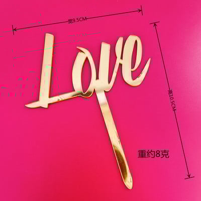 Topper pentru tort de nuntă în formă de dragoste, cu inimă auriu, argintiu, pentru decorațiuni pentru tort, aniversare, aniversare, petrecere de nuntă