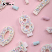 Macarons Αριθμός τούρτας γενεθλίων Candle Toppers Παιδιά Γαμήλιο πάρτι γενεθλίων για μωρό Επιδόρπιο Cupcake Ροζ κεριά Διακόσμηση ψησίματος