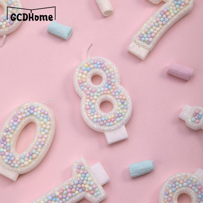 Macarons Tort Aniversare Număr Lumânări Toppers Copii Ziua Nașterii Nunta Cupcake Desert Lumânări roz Decorare pentru coacere