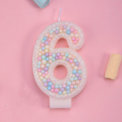 Macarons Αριθμός τούρτας γενεθλίων Candle Toppers Παιδιά Γαμήλιο πάρτι γενεθλίων για μωρό Επιδόρπιο Cupcake Ροζ κεριά Διακόσμηση ψησίματος