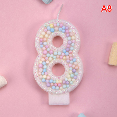 Macarons Αριθμός τούρτας γενεθλίων Candle Toppers Παιδιά Γαμήλιο πάρτι γενεθλίων για μωρό Επιδόρπιο Cupcake Ροζ κεριά Διακόσμηση ψησίματος