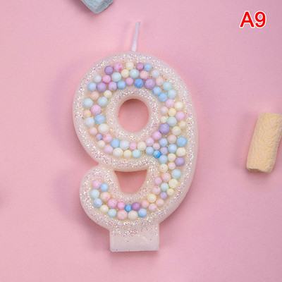 Macarons Αριθμός τούρτας γενεθλίων Candle Toppers Παιδιά Γαμήλιο πάρτι γενεθλίων για μωρό Επιδόρπιο Cupcake Ροζ κεριά Διακόσμηση ψησίματος