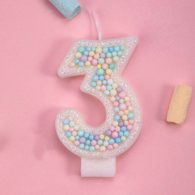 Macarons Αριθμός τούρτας γενεθλίων Candle Toppers Παιδιά Γαμήλιο πάρτι γενεθλίων για μωρό Επιδόρπιο Cupcake Ροζ κεριά Διακόσμηση ψησίματος