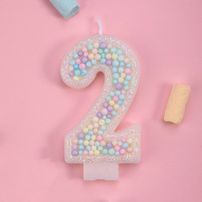 Macarons Αριθμός τούρτας γενεθλίων Candle Toppers Παιδιά Γαμήλιο πάρτι γενεθλίων για μωρό Επιδόρπιο Cupcake Ροζ κεριά Διακόσμηση ψησίματος