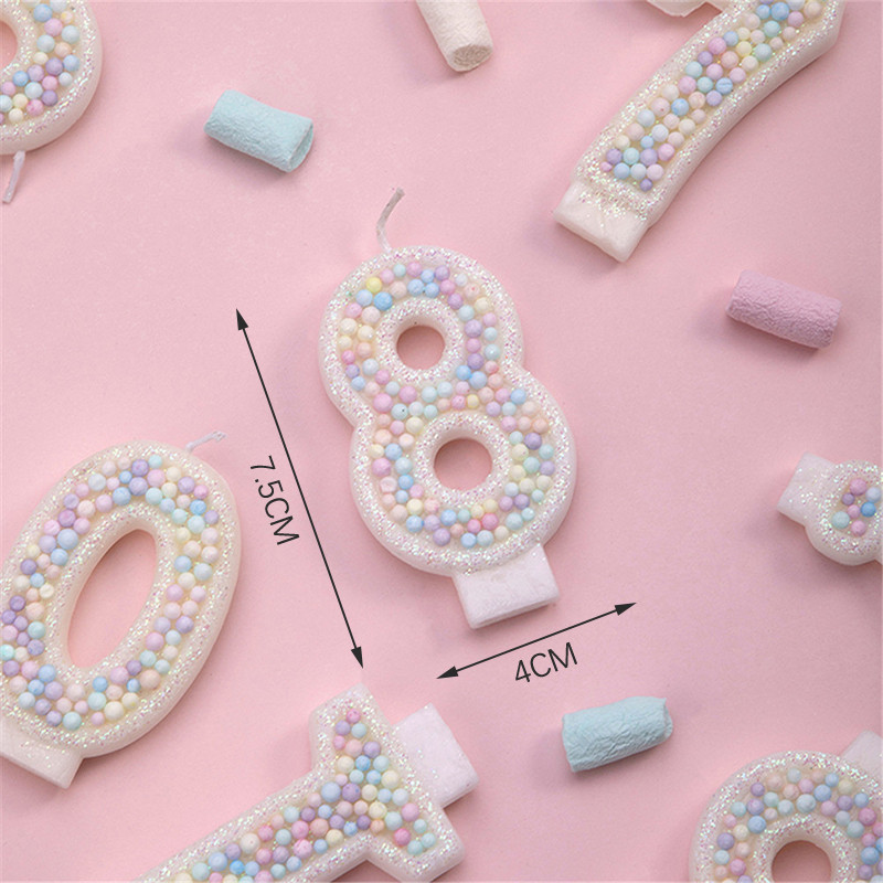 Macarons Αριθμός τούρτας γενεθλίων Candle Toppers Παιδιά Γαμήλιο πάρτι γενεθλίων για μωρό Επιδόρπιο Cupcake Ροζ κεριά Διακόσμηση ψησίματος