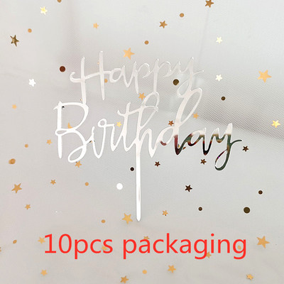 10 kom/set Love Happy Birthday Preljevi za tortu Zlatni akrilni preljevi za dječje rođendanske torte za vjenčanje Ukrasi za torte Baby Shower