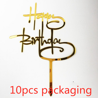 10 kom/set Love Happy Birthday Preljevi za tortu Zlatni akrilni preljevi za dječje rođendanske torte za vjenčanje Ukrasi za torte Baby Shower