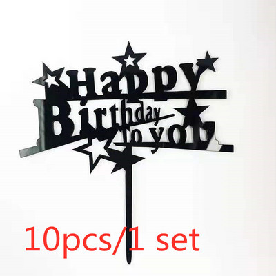10 kom/set Love Happy Birthday Preljevi za tortu Zlatni akrilni preljevi za dječje rođendanske torte za vjenčanje Ukrasi za torte Baby Shower