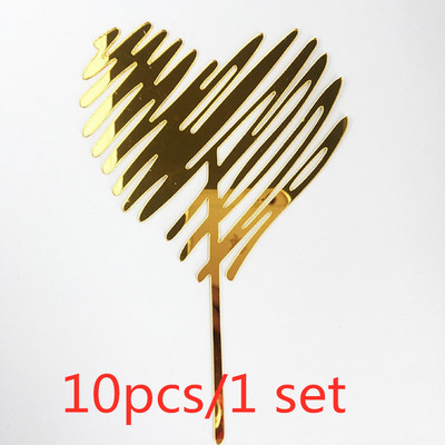 10 kom/set Love Happy Birthday Preljevi za tortu Zlatni akrilni preljevi za dječje rođendanske torte za vjenčanje Ukrasi za torte Baby Shower