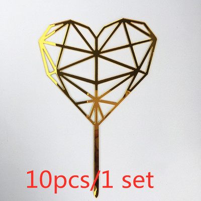 10 kom/set Love Happy Birthday Preljevi za tortu Zlatni akrilni preljevi za dječje rođendanske torte za vjenčanje Ukrasi za torte Baby Shower