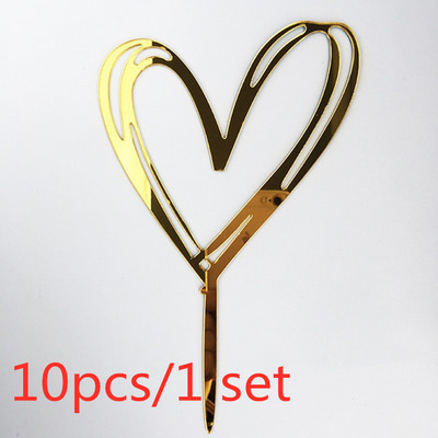 10 kom/set Love Happy Birthday Preljevi za tortu Zlatni akrilni preljevi za dječje rođendanske torte za vjenčanje Ukrasi za torte Baby Shower