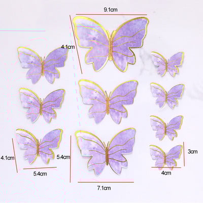 1 комплект пеперуда от хартия за торта с арцилни топери за Честит рожден ден за бебешко парти, сватба, рожден ден Декорации за торта