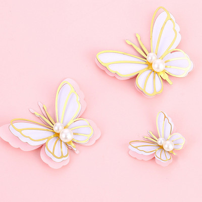 1 комплект пеперуда от хартия за торта с арцилни топери за Честит рожден ден за бебешко парти, сватба, рожден ден Декорации за торта