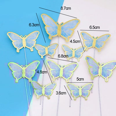 1 комплект пеперуда от хартия за торта с арцилни топери за Честит рожден ден за бебешко парти, сватба, рожден ден Декорации за торта