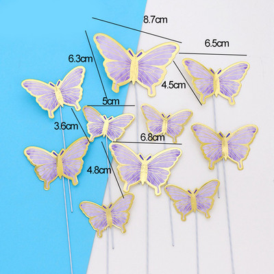 1 комплект пеперуда от хартия за торта с арцилни топери за Честит рожден ден за бебешко парти, сватба, рожден ден Декорации за торта