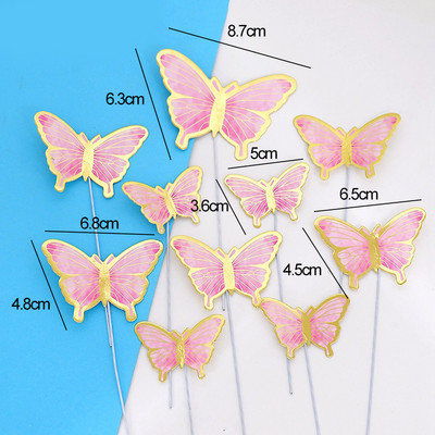 1 комплект пеперуда от хартия за торта с арцилни топери за Честит рожден ден за бебешко парти, сватба, рожден ден Декорации за торта