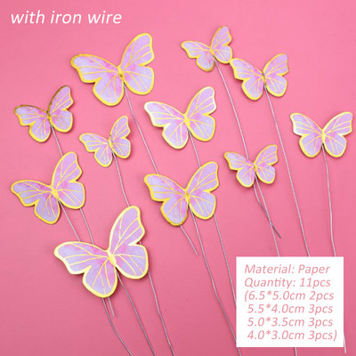 1 комплект пеперуда от хартия за торта с арцилни топери за Честит рожден ден за бебешко парти, сватба, рожден ден Декорации за торта