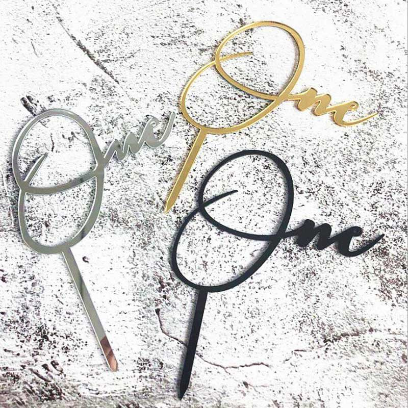 Acrilic One Cake Topper 1 St Birthday Party Cupcake Toppers Steaguri Nunta Baby Shower Rechizite Decoratiuni minunate pentru deserturi