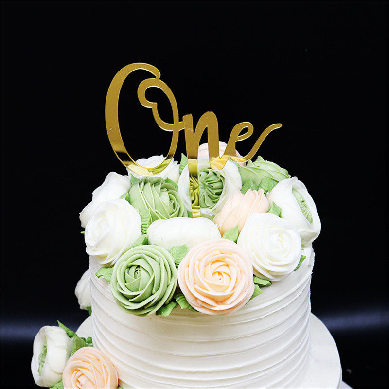 Acrilic One Cake Topper 1 St Birthday Party Cupcake Toppers Steaguri Nunta Baby Shower Rechizite Decoratiuni minunate pentru deserturi