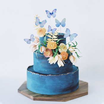 6Pcs Пеперуди Торти за торта Честит рожден ден Ръчно изработени сватбени партита Десерт Baby Shower Декорация на торта Направи си сам Консумативи за печене