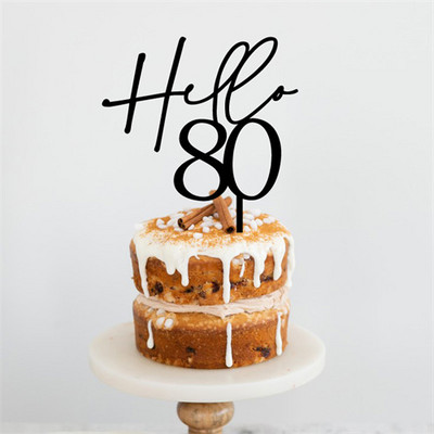 Hello 40 Forty Birthday Cake Topper Akrilno Drveno Ogledalo Zlatno Personalizirano Uređenje za Sretan Rođendan 20 30 50 60 70 80 Poklon za zabavu