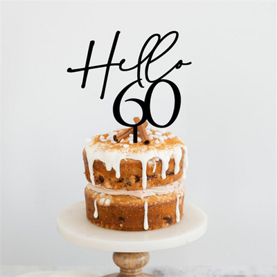 Hello 40 Forty Birthday Cake Topper Akrilno Drveno Ogledalo Zlatno Personalizirano Uređenje za Sretan Rođendan 20 30 50 60 70 80 Poklon za zabavu