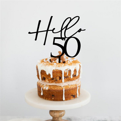 Hello 40 Forty Birthday Cake Topper Akrilno Drveno Ogledalo Zlatno Personalizirano Uređenje za Sretan Rođendan 20 30 50 60 70 80 Poklon za zabavu