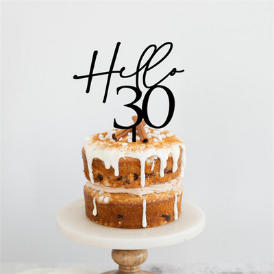 Hello 40 Forty Birthday Cake Topper Akrilno Drveno Ogledalo Zlatno Personalizirano Uređenje za Sretan Rođendan 20 30 50 60 70 80 Poklon za zabavu
