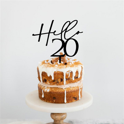 Hello 40 Forty Birthday Cake Topper Akrilno Drveno Ogledalo Zlatno Personalizirano Uređenje za Sretan Rođendan 20 30 50 60 70 80 Poklon za zabavu