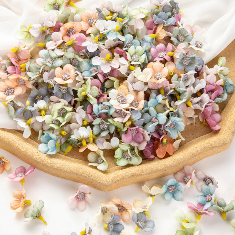 50 tk Kunstlilled Väljalõigete album kommikarp Pulmapidu Kodukaunistus Väikesed lilled käsitööks Jõulupärjad Siidist Mini Daisy