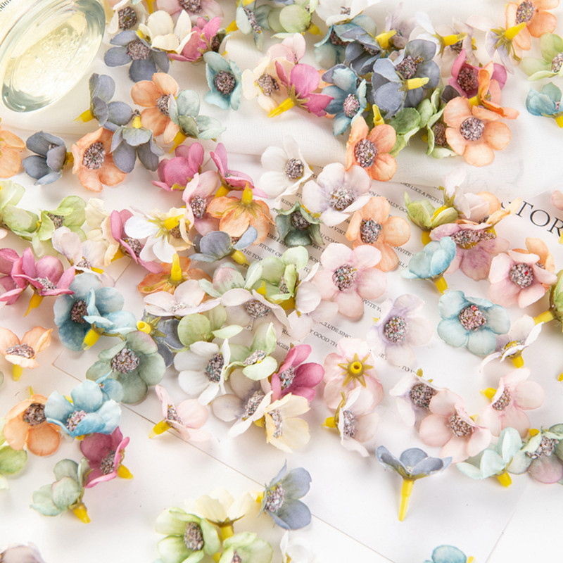 50 tk Kunstlilled Väljalõigete album kommikarp Pulmapidu Kodukaunistus Väikesed lilled käsitööks Jõulupärjad Siidist Mini Daisy