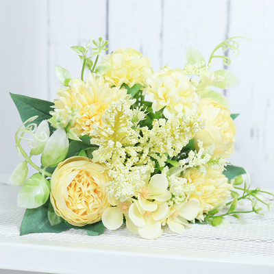 Rozes Mākslīgie Ziedi Balta Zīda Peonija Augstas kvalitātes Debeszila Līgavas Pušķis Kāzu Dekors Viltus Ziedi Mājas Aksesuāri Amatniecība