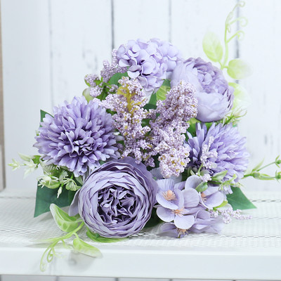 Rozes Mākslīgie Ziedi Balta Zīda Peonija Augstas kvalitātes Debeszila Līgavas Pušķis Kāzu Dekors Viltus Ziedi Mājas Aksesuāri Amatniecība