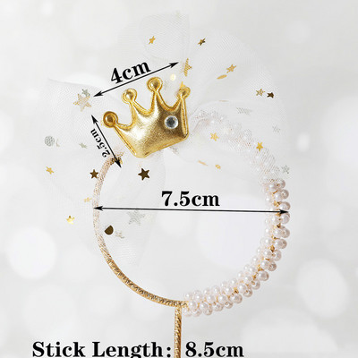 Romantiska pērļu kroņa dzelzs vītne Daudz laimes dzimšanas dienā torte Prinča princese Tēma Kāzu kūkas dekorēšana, viesību piederumi