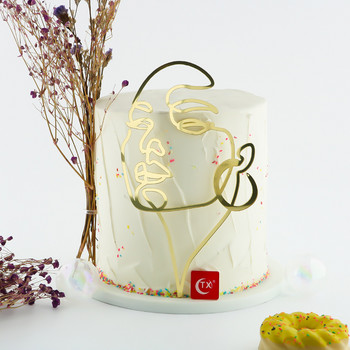 2022 Gold Abstract Minimalist Lines Cake Toppers Ακρυλικό Μπαλέτο Προμήθειες τούρτας γενεθλίων για διακοσμήσεις τούρτας γενεθλίων μωρών