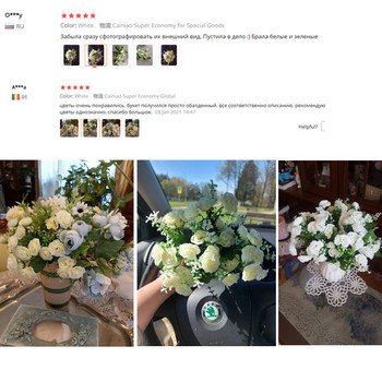 15 глави Мини рози Букет Изкуствени цветя Оформление на сватбена сцена Фалшиви цветя Бюро за всекидневна Коледни аксесоари за домашен декор