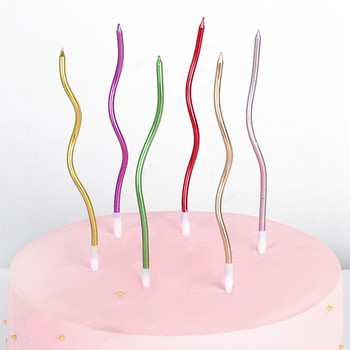 6 τμχ Καμπυλωτά κεριά τούρτας Γενέθλια Baby Shower Φύλο αποκάλυψης Cupcake Διακοσμητικά κεριά Toppers Γάμου Διακοσμητικά είδη