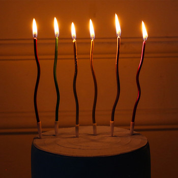 6 бр. Извити свещи за торта Рожден ден Бебешки душ Разкриване на пола Украса на кексчета Свещи за свещи Сватбено парти Декоративни консумативи