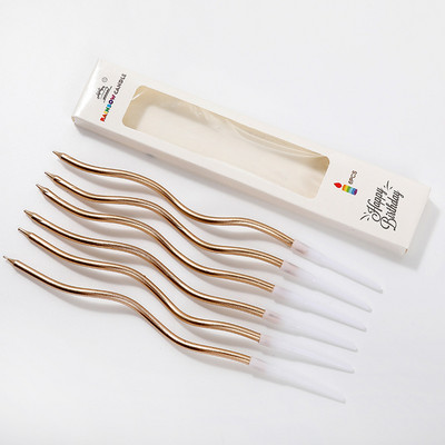 6 buc. Lumânări curbate pentru tort Zi de naștere Baby Shower Sex Reveal Cupcake Decorare Lumânări Toppers Articole decorative pentru petrecerea de nuntă