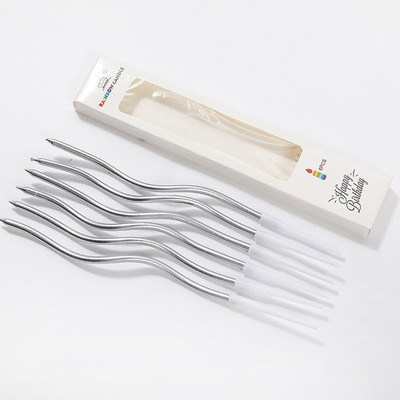 6 buc. Lumânări curbate pentru tort Zi de naștere Baby Shower Sex Reveal Cupcake Decorare Lumânări Toppers Articole decorative pentru petrecerea de nuntă