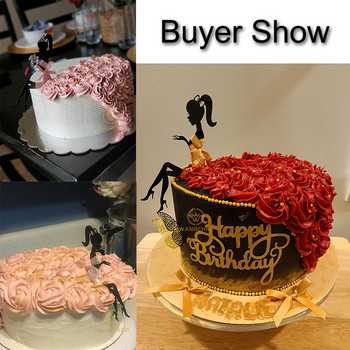 Μαύρο ακρυλικό κέικ Topper Silhouette Κορίτσι Πριγκίπισσα Γάμος Διακοσμήσεις για νύφη και γαμπρό Επιδόρπιο Cupcake Topper Party Supplies