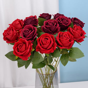 51 см изкуствено цвете фланелена роза фалшиво цвете сватбена декорация на дома декорация изкуствено цвете подарък за Свети Валентин