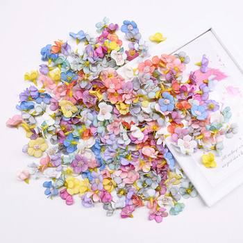 50Pcs 2cm Многоцветни цветни глави на маргаритки Мини копринени изкуствени цветя за венец Scrapbooking Домашна сватбена украса