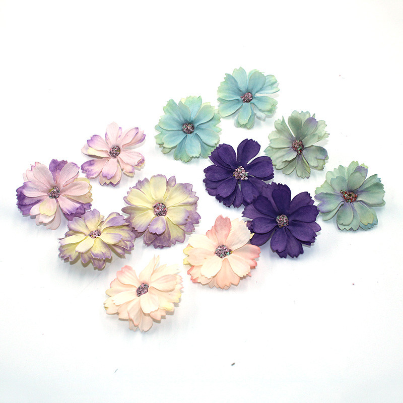 Vrućih 50 komada 4,5 cm cvjetne glave tratinčice, mini svilene umjetne cvjetne dekoracije kućne svadbene dekoracije DIY vijenac za glavu fa