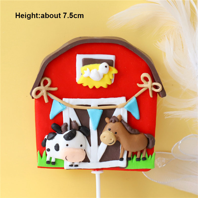 1db Farm Animal Party Cake Dekoráció Állat Torta Topper Kid Baby Shower Születésnapi Party Tortadekor Farm Animal Theme Party