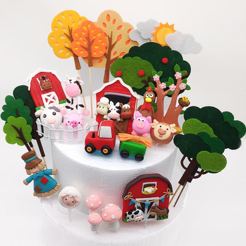 1db Farm Animal Party Cake Dekoráció Állat Torta Topper Kid Baby Shower Születésnapi Party Tortadekor Farm Animal Theme Party