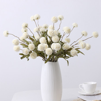 5 глави копринено глухарче цвете топка хризантема изкуствени цветя дълъг клон за домашни сватбени декорации фалшиви цветя
