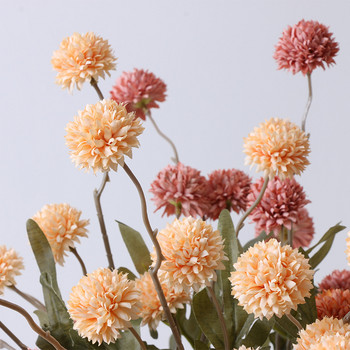 5 Κεφάλι Μεταξωτό Πικραλίδα Λουλούδι Μπάλα Χρυσάνθεμο Τεχνητά Λουλούδια Μακρύ Κλαδί Για Στολισμοί Γάμου Σπιτιού Ψεύτικα λουλούδια